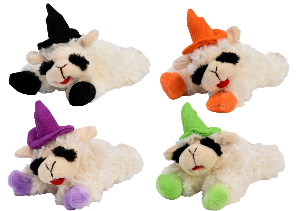 Multipet Dog Toy Halloween Lamb Chop with Witch Hat