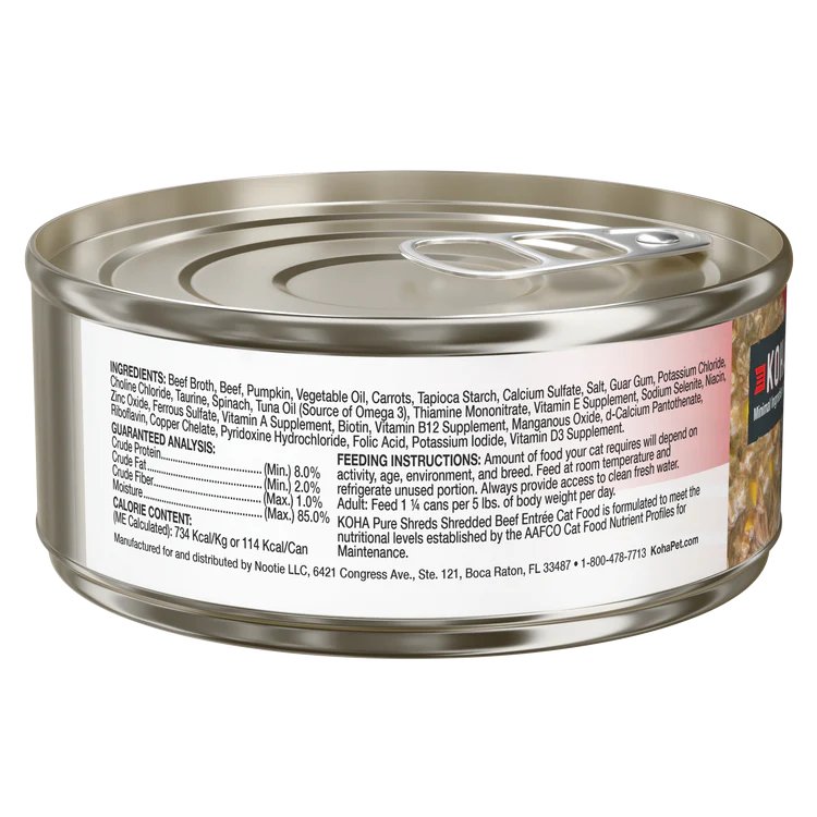 Koha Wet Cat Food Pure Shreds Shredded Beef Entrée