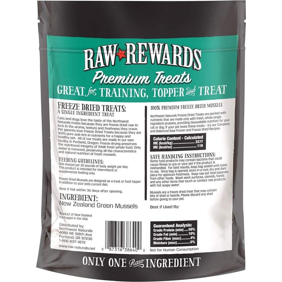 Raw Rewards Dog & Cat Treat Freeze Dried New Zealand Green Mussels