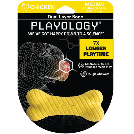 Playology Dog Toy Dual Layer Bone - Chicken Scent