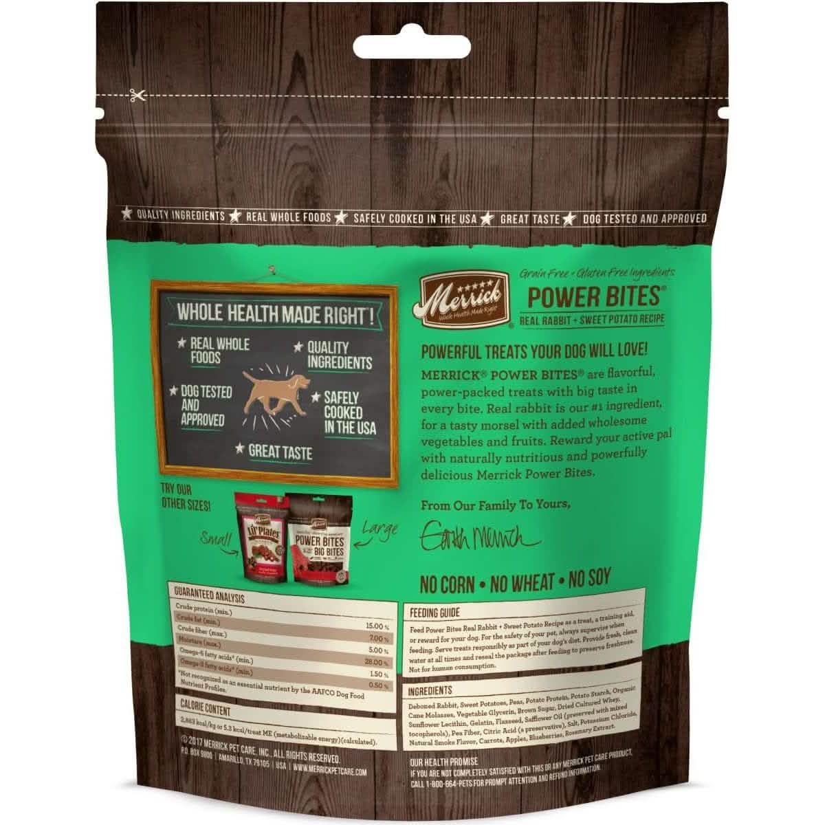 Merrick Dog Treat Power Bites Real Rabbit + Sweet Potato Recipe – Pet ...