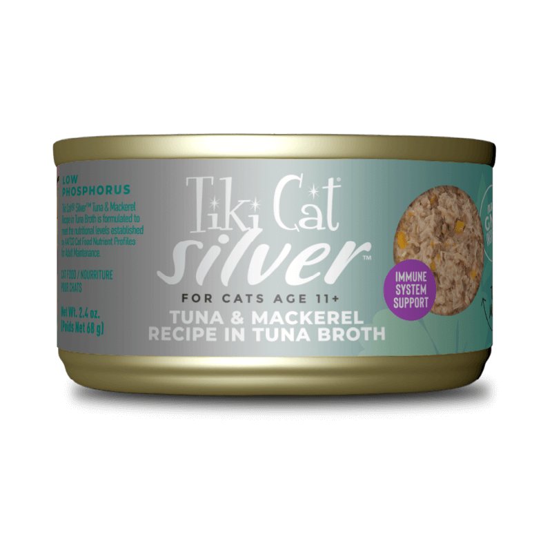 Tiki Cat Silver Tuna & Mackerel Recipe in Tuna Broth Cat Food for Cats Age 11+