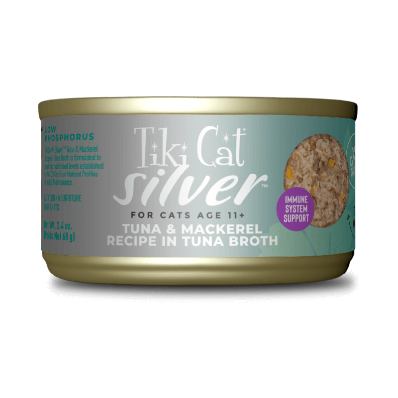 Tiki Cat Silver Tuna & Mackerel Recipe in Tuna Broth Cat Food for Cats Age 11+