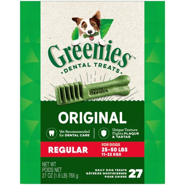 Greenies Dog Treat Original Dental Treats Regular 27 count