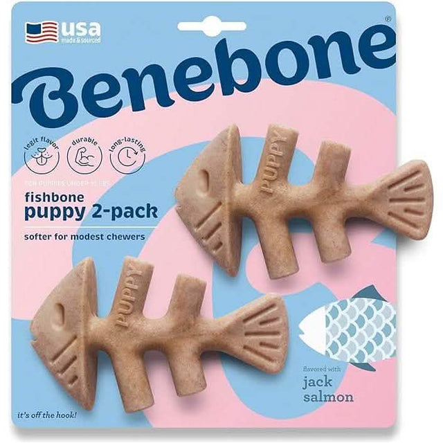 Benebone Dog Toy Puppy Pack Fishbone 2pk Jack Salmon Flavor