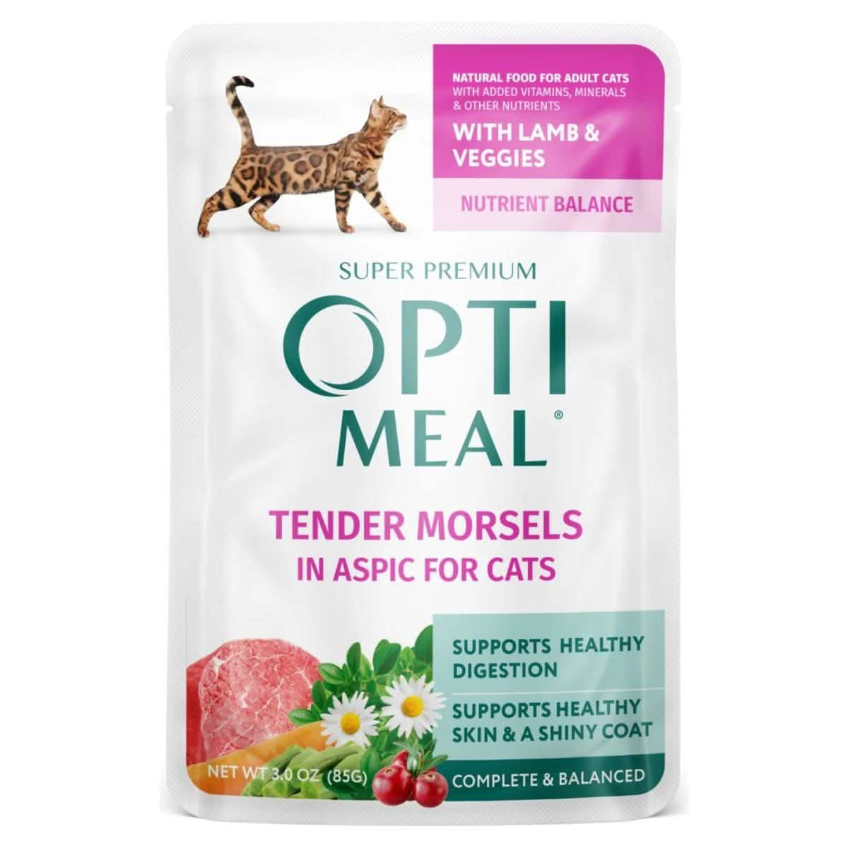 Opti Meal Wet Cat Food Tender Morsels in Aspic with Lamb & Veggies