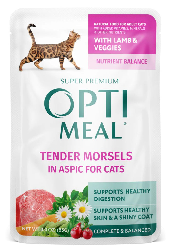 Opti Meal Wet Cat Food Tender Morsels in Aspic with Lamb & Veggies