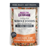 Health Extension Cooked Shelf Stable Dog Food Whole Foods in Bone Broth Chicken & Pumpkin Recipe