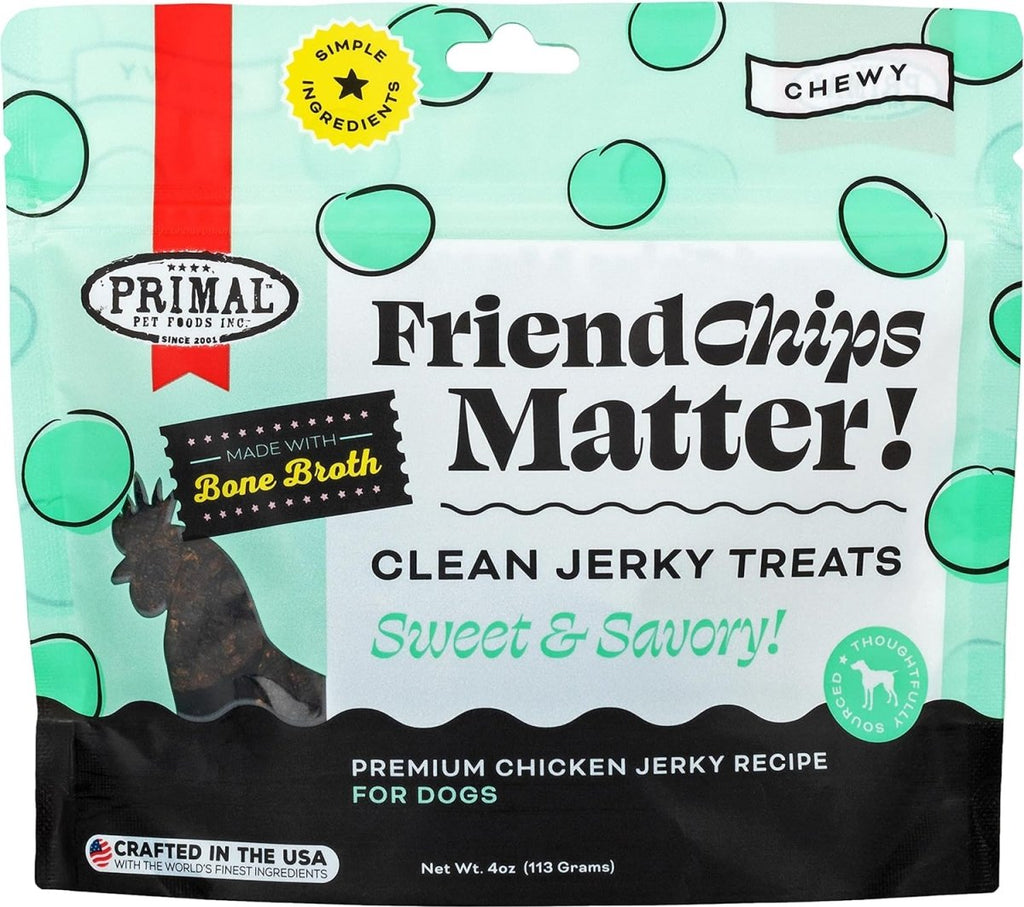 Primal Chewy Dog Treat Friendchips Matter! Premium Chicken Jerky Recipe