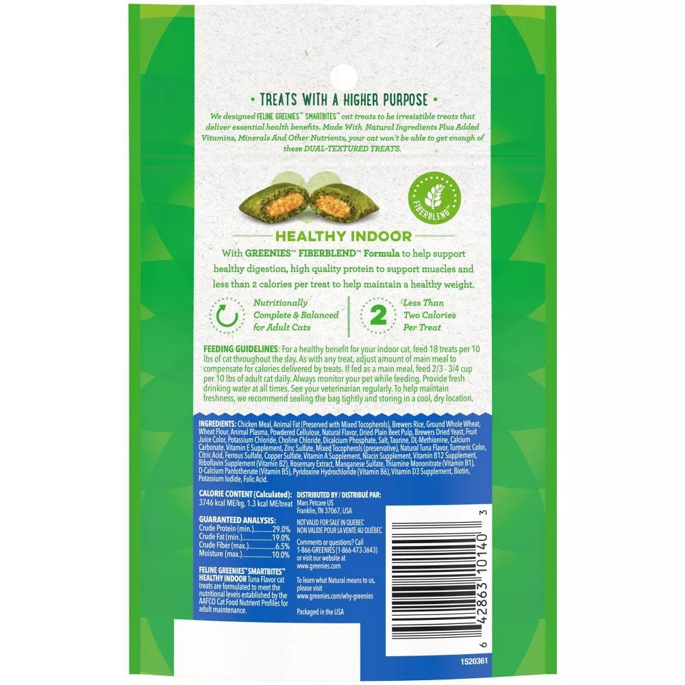 Greenies Cat Treat SmartBites Healthy Indoor Tuna Flavor