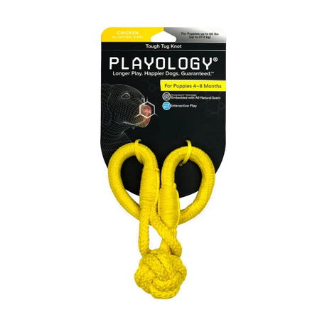 Playology Dog Toy Tough Tug Knot for Puppies - Chicken Scent