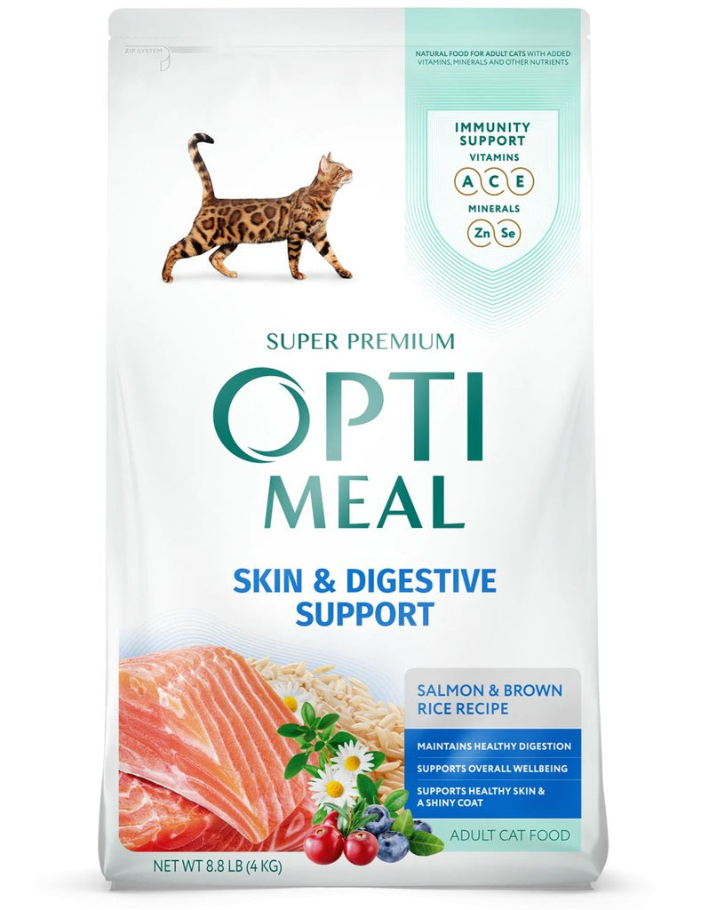 Opti Meal Dry Cat Food Skin & Digestive Support Salmon & Brown Rice Recipe