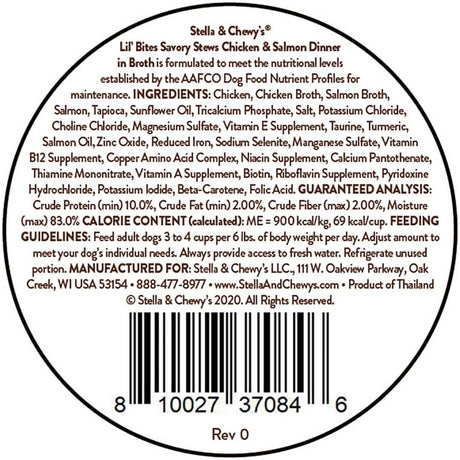 Stella & Chewy's Lil' Bites Savory Stews Chicken & Salmon Dinner in Broth