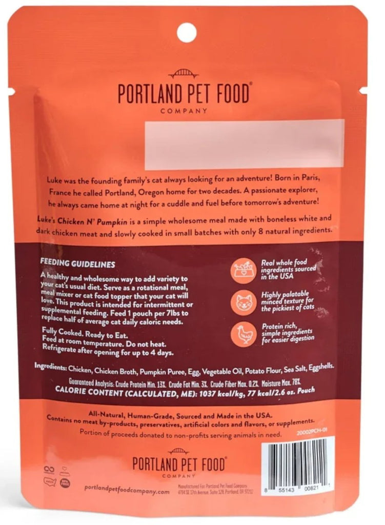 Portland Pet Luke's Chicken N' Pumpkin Cat Meal Pouch