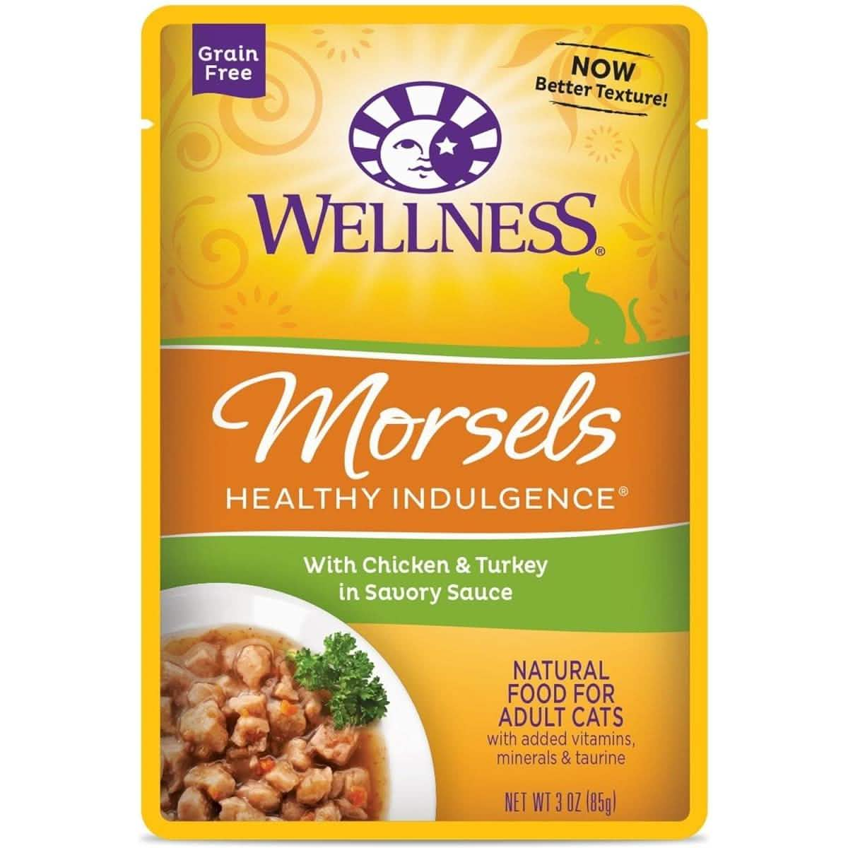 Wellness Wet Cat Food Pouch Healthy Indulgence Morsels Chicken & Turkey in Savory Sauce