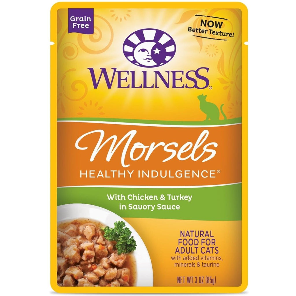 Wellness Wet Cat Food Pouch Healthy Indulgence Morsels Chicken & Turkey in Savory Sauce