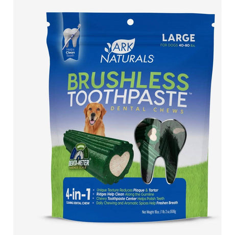 Ark Naturals Dog Treat Brushless Toothpaste 4-in-1 Dental Chews Large