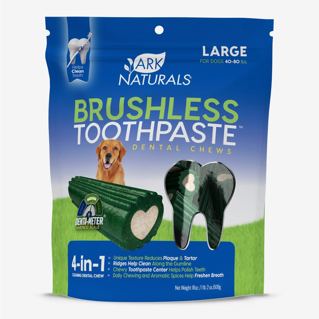 Ark Naturals Dog Treat Brushless Toothpaste 4-in-1 Dental Chews Large