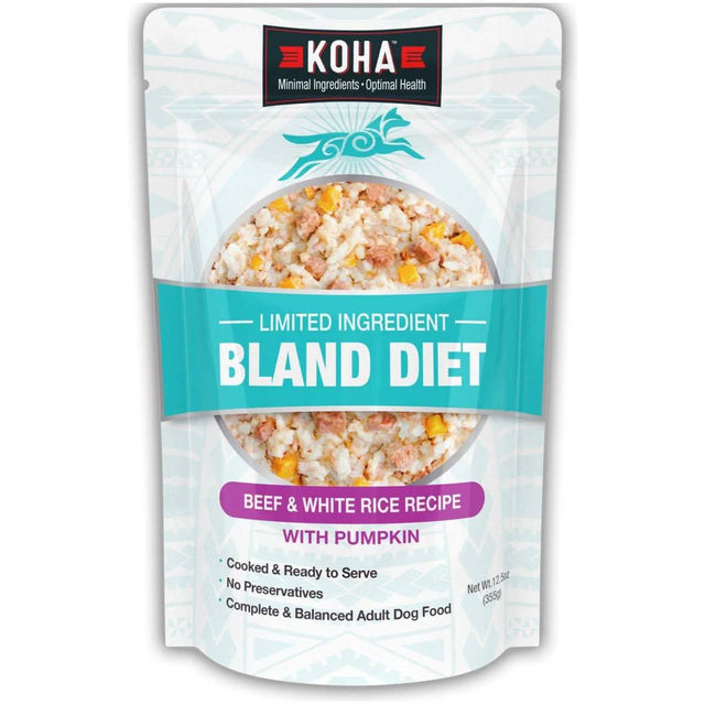 Koha Cooked Shelf Stable Dog Food Limited Ingredient Bland Diet Beef & White Rice with Pumpkin