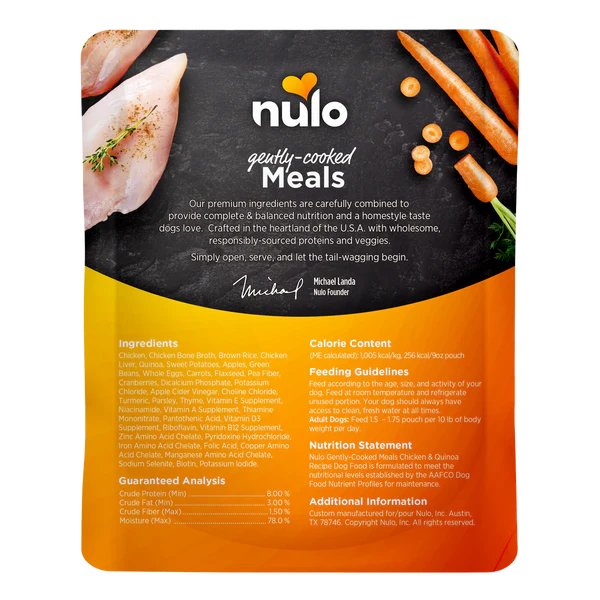 Nulo Wet Dog Food Gently-Cooked Meals Chicken & Quinoa Recipe