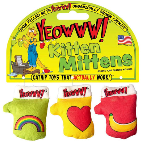 Yeowww! Catnip Cat Toy Kitten Mittens (3 Pack)