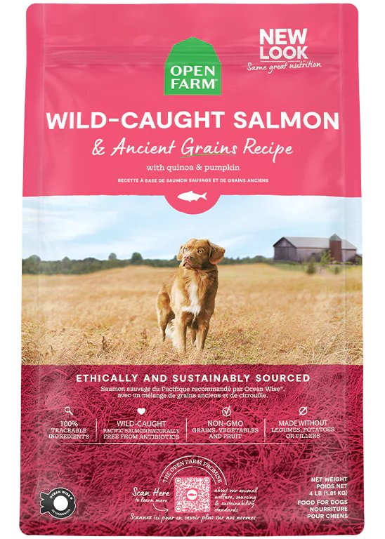 Open Farm Dry Dog Food Ancient Grains Wild-Caught Salmon Recipe