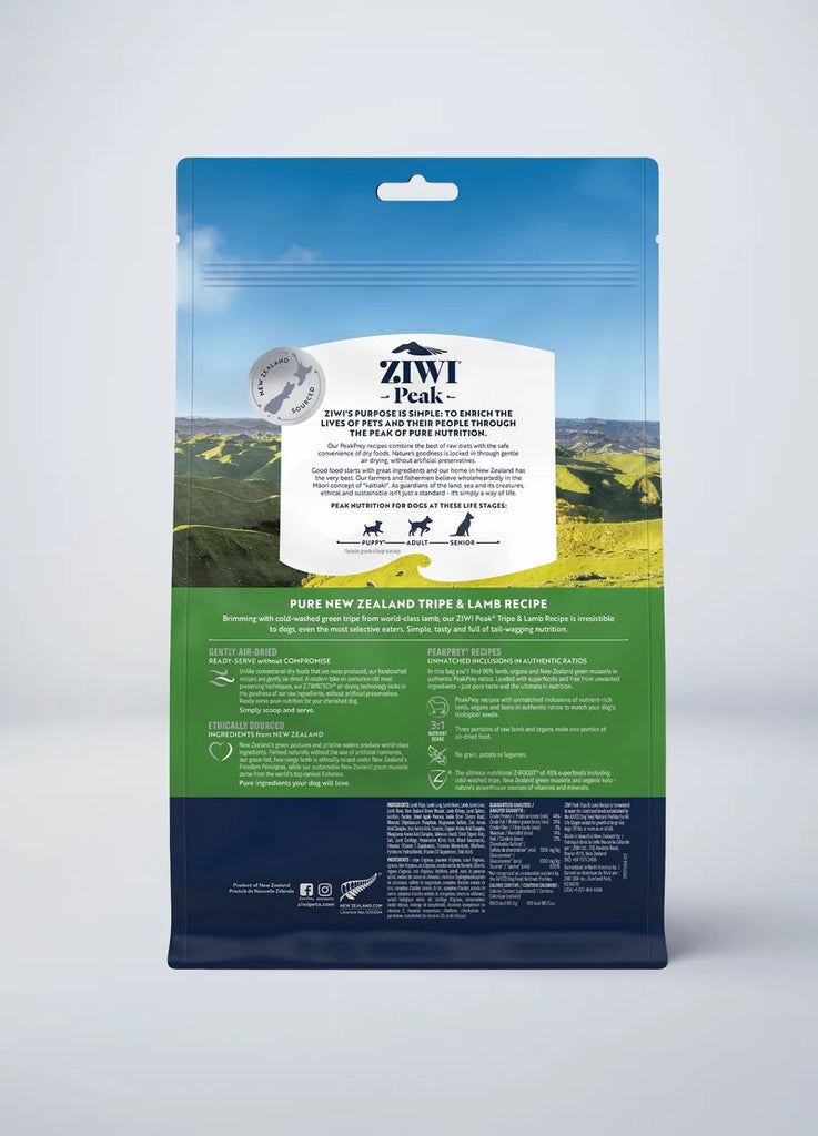 Ziwi Peak Dry Dog Food Air Dried Tripe & Lamb Recipe