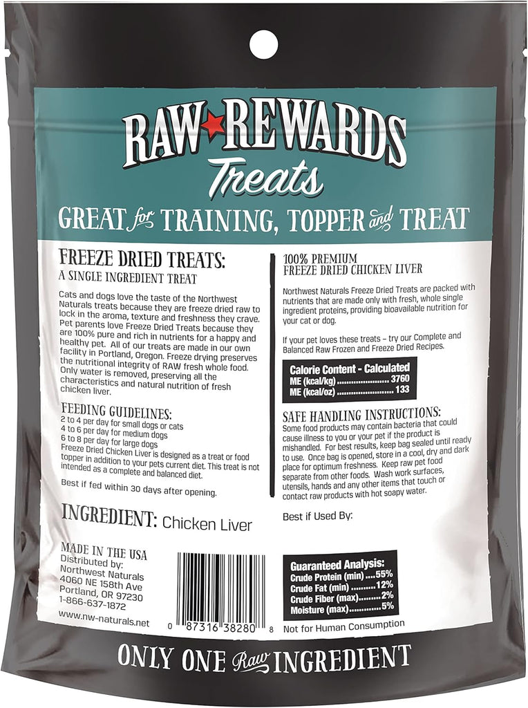 Raw Rewards Dog & Cat Treat Freeze Dried Chicken Liver