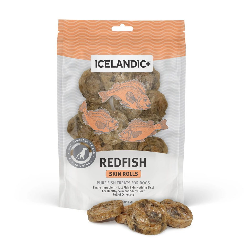 Icelandic Dog Treat Redfish Skin Rolls