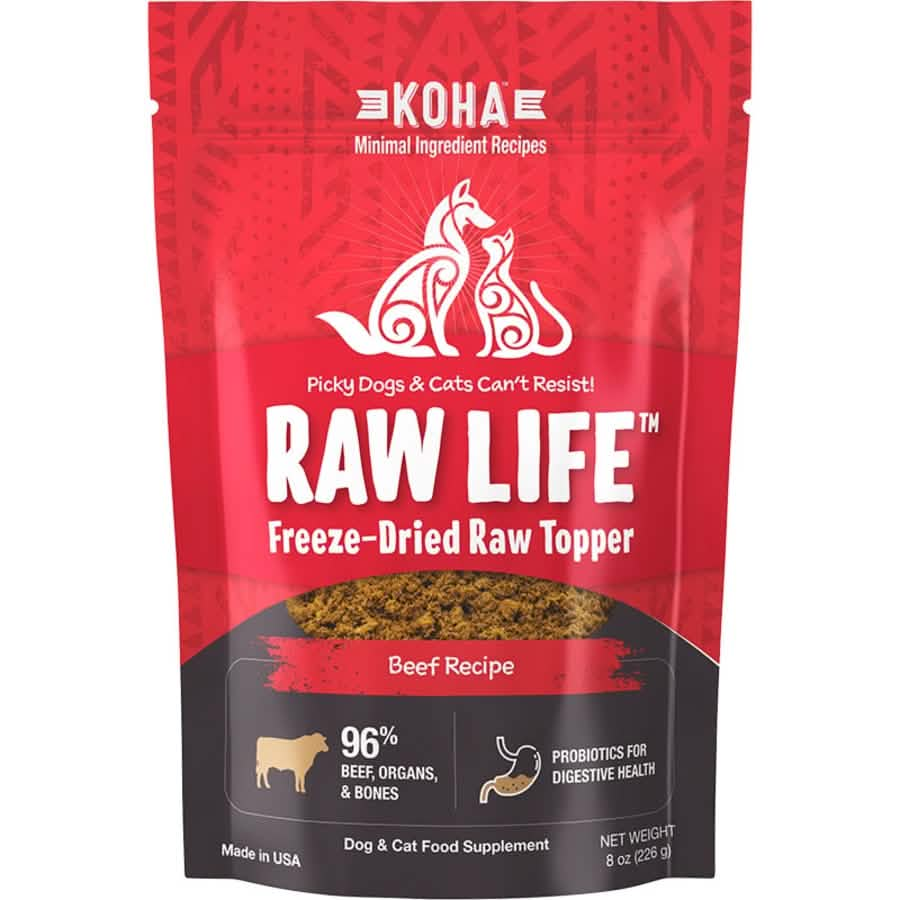 Koha Dog & Cat Food Topper Raw Life Freeze-Dried Raw Topper Beef Recipe