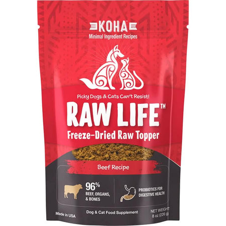 Koha Dog & Cat Food Topper Raw Life Freeze-Dried Raw Topper Beef Recipe