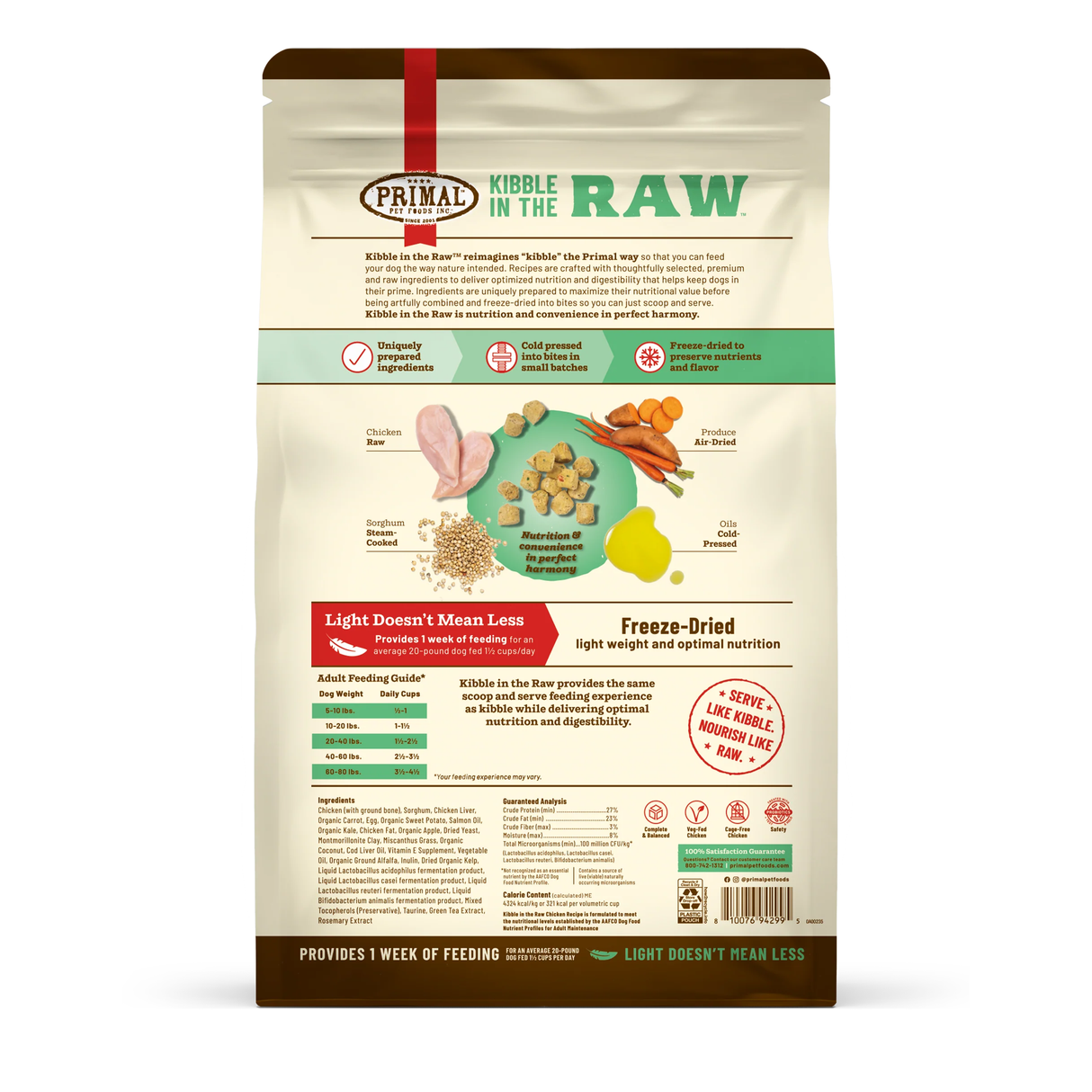 Primal Freeze-Dried Dog Food Kibble in the Raw Chicken Recipe