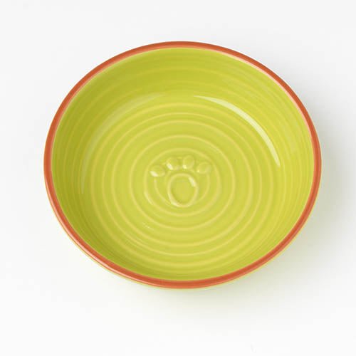 Petrageous Designs Key West Embossed Paw Saucer Bowl - Lime