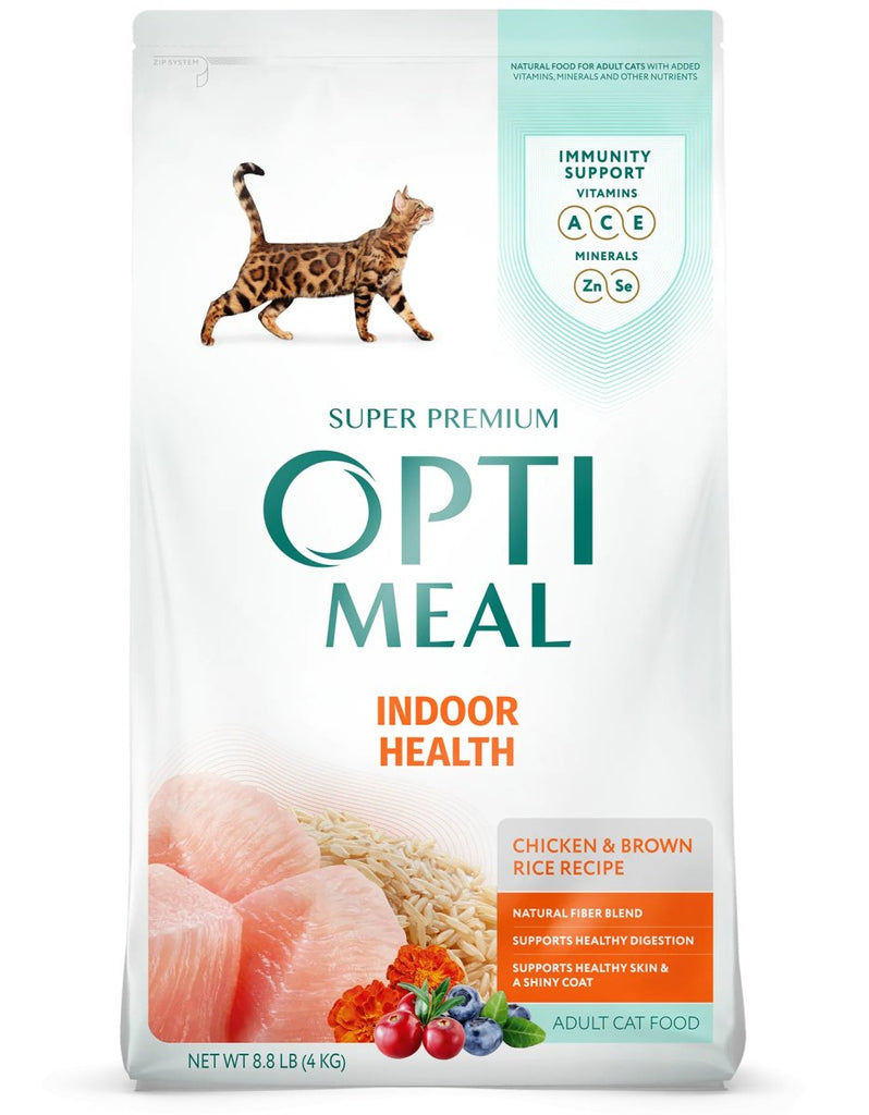 Opti Meal Dry Cat Food Indoor Health Chicken & Brown Rice Recipe