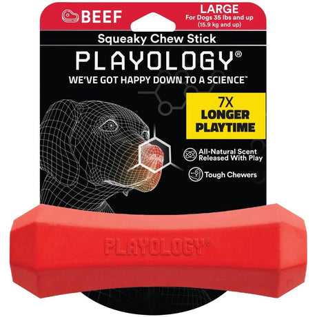 Playology Dog Toy Squeaky Chew Stick - Beef Scent