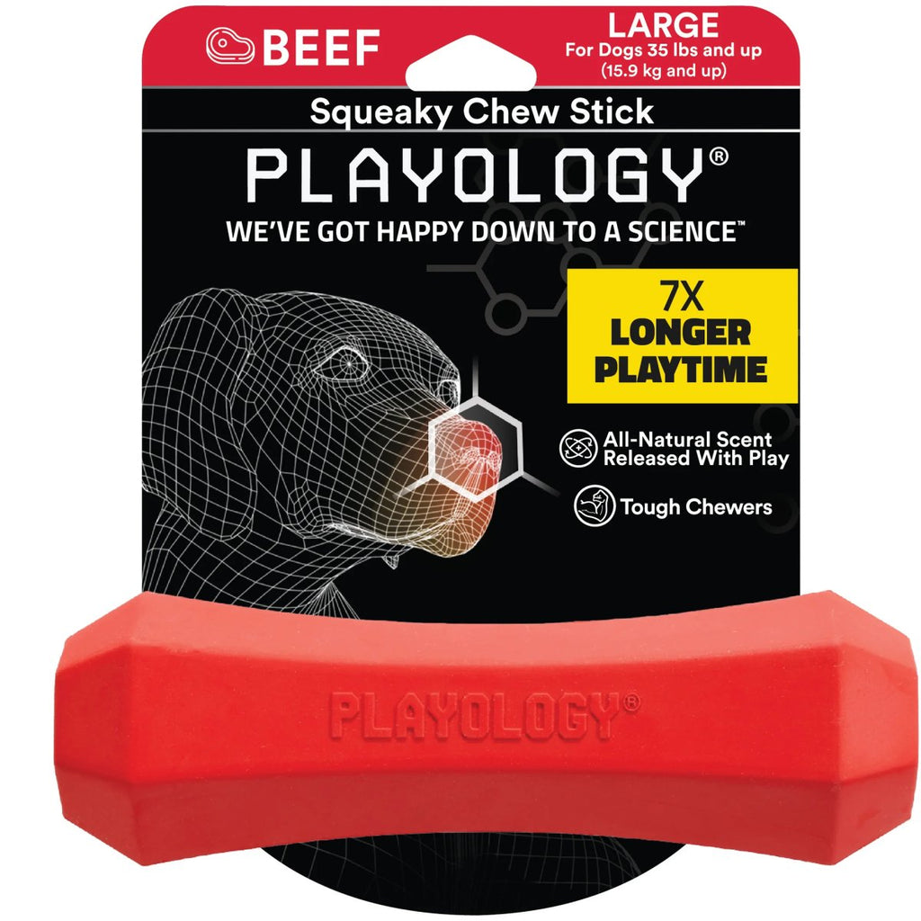 Playology Dog Toy Squeaky Chew Stick - Beef Scent