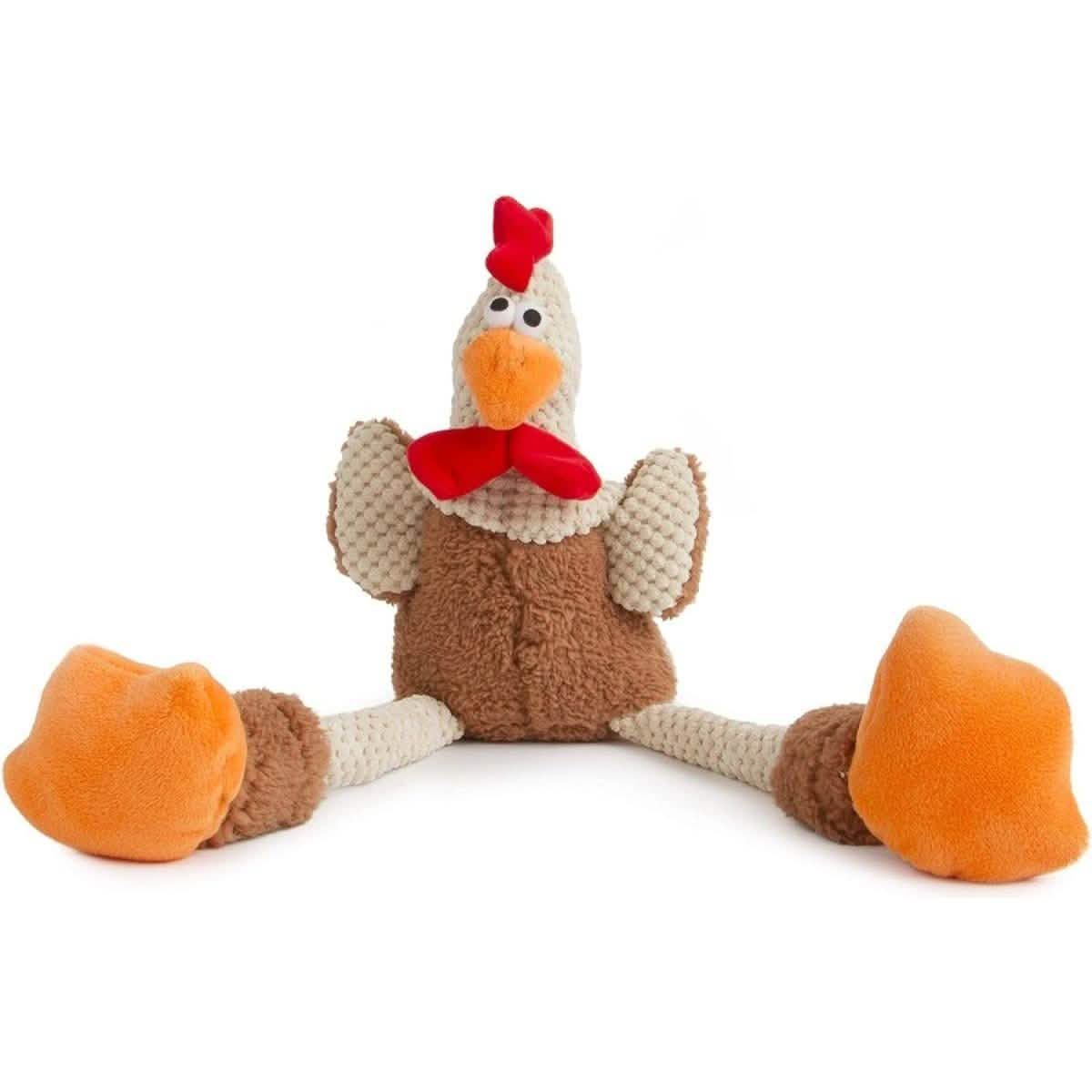 GoDog Dog Toy Checkers Skinny Brown Rooster