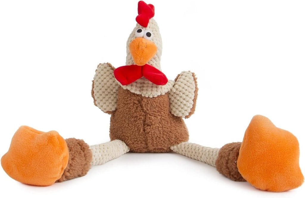 GoDog Dog Toy Checkers Skinny Brown Rooster