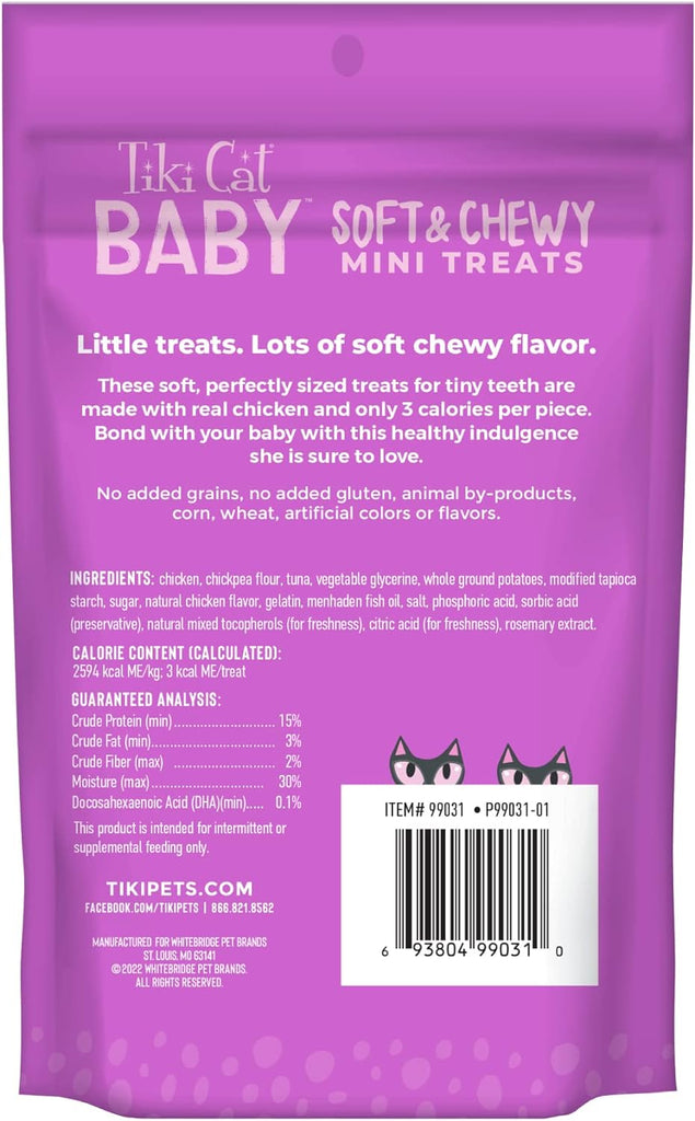 Tiki Cat Baby Soft & Chewy Mini Treats Chicken Flavor for Kittens