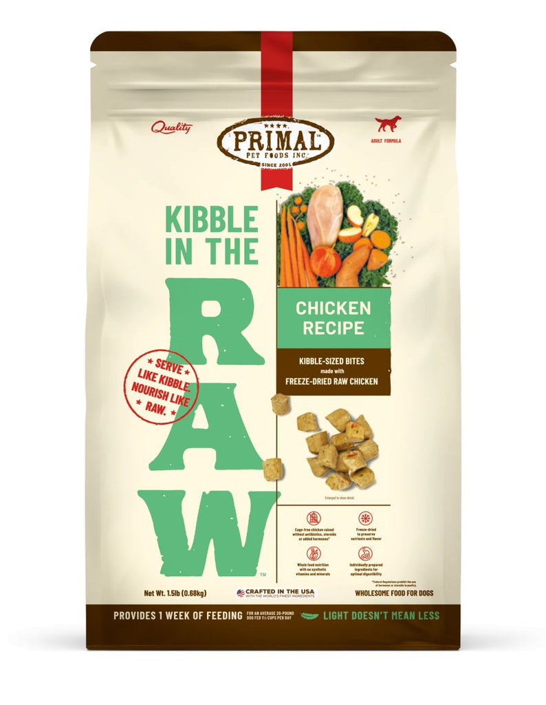 Primal Freeze-Dried Dog Food Kibble in the Raw Chicken Recipe