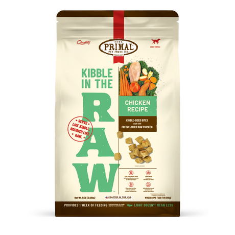 Primal Freeze-Dried Dog Food Kibble in the Raw Chicken Recipe