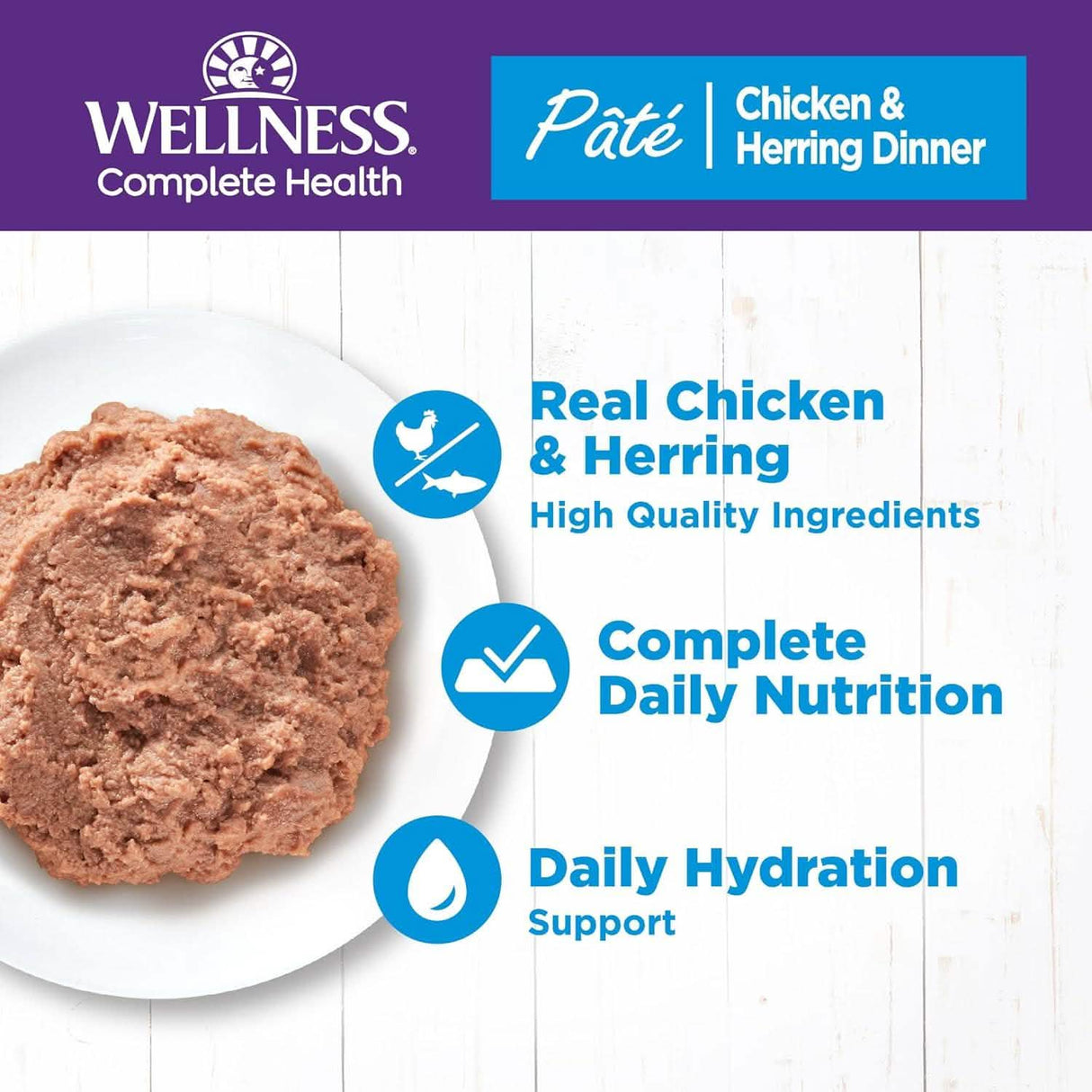 Wellness Wet Cat Food Complete Health Paté Chicken & Herring Dinner