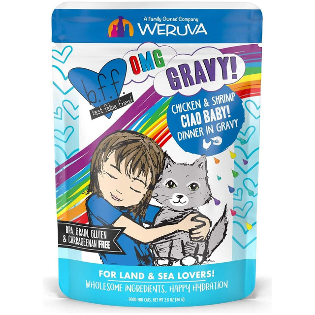 Weruva Wet Cat Food Pouch BFF OMG Ciao Baby! Chicken & Shrimp Dinner in Gravy