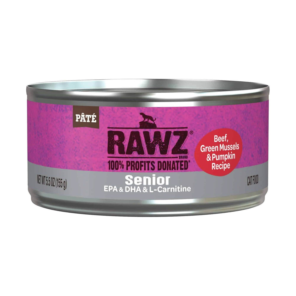 RAWZ Senior Beef, Green Mussels & Pumpkin Recipe Cat Food with EPA, DHA & L-Carnitine