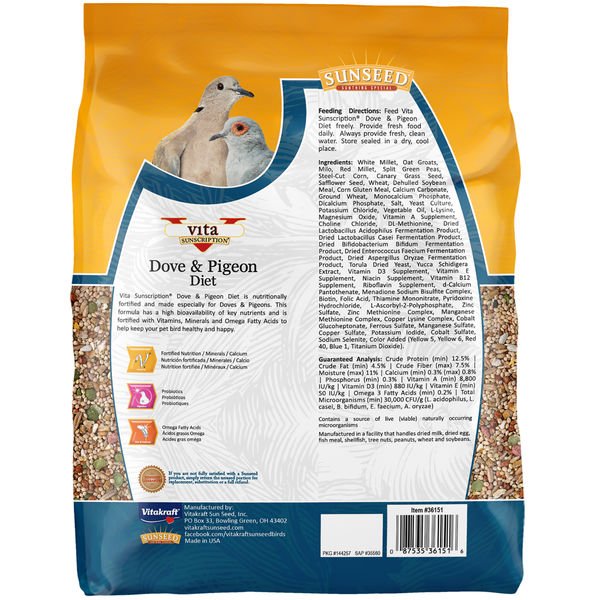 Sunseed Vita Bird Food Dove &amp; Pigeon Diet