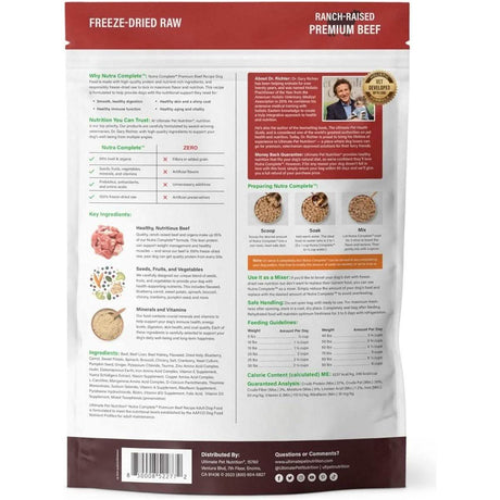 Ultimate Pet Nutrition Freeze-Dried Dog Food Nutra Complete Premium Beef Recipe