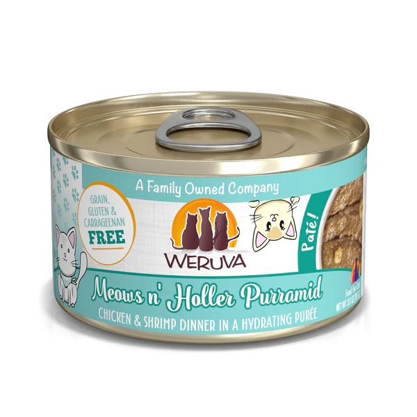 Werva Wet Cat Food Paté Meows n' Holler Purramid Chicken & Shrimp Dinner in a Hydrating Purée