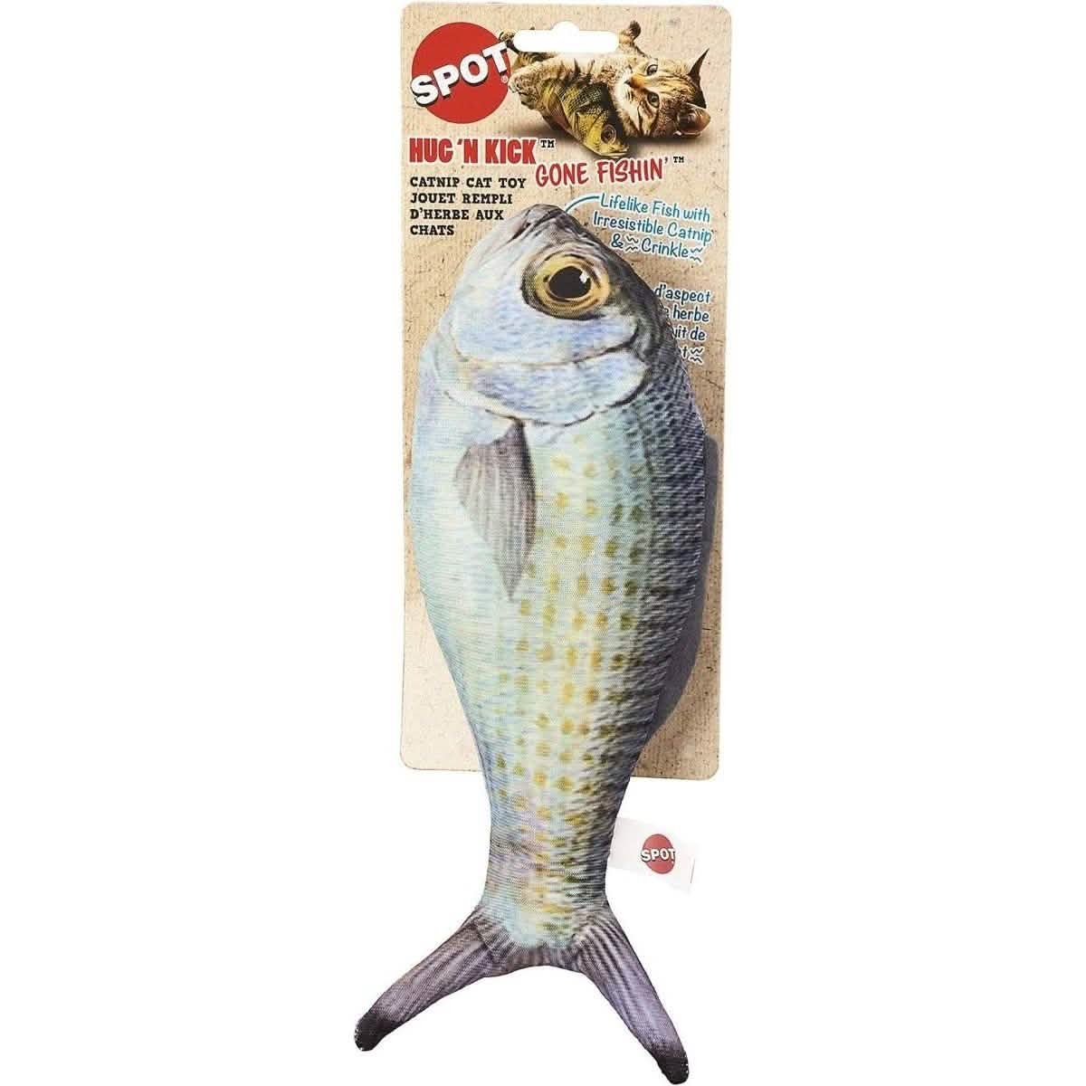 SPOT Catnip Cat Toy Hug 'N Kick Gone Fishin' - Assorted Colors