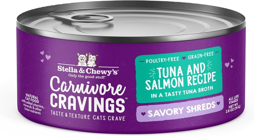 Stella & Chewy's Wet Cat Food Carnivore Cravings Savory Shreds Tuna and Salmon Recipe