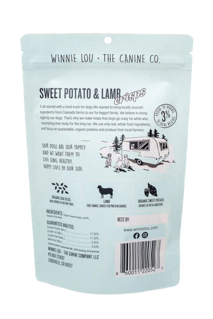 Winnie Lou Dog Treat Sweet Potato & Lamb Crisps